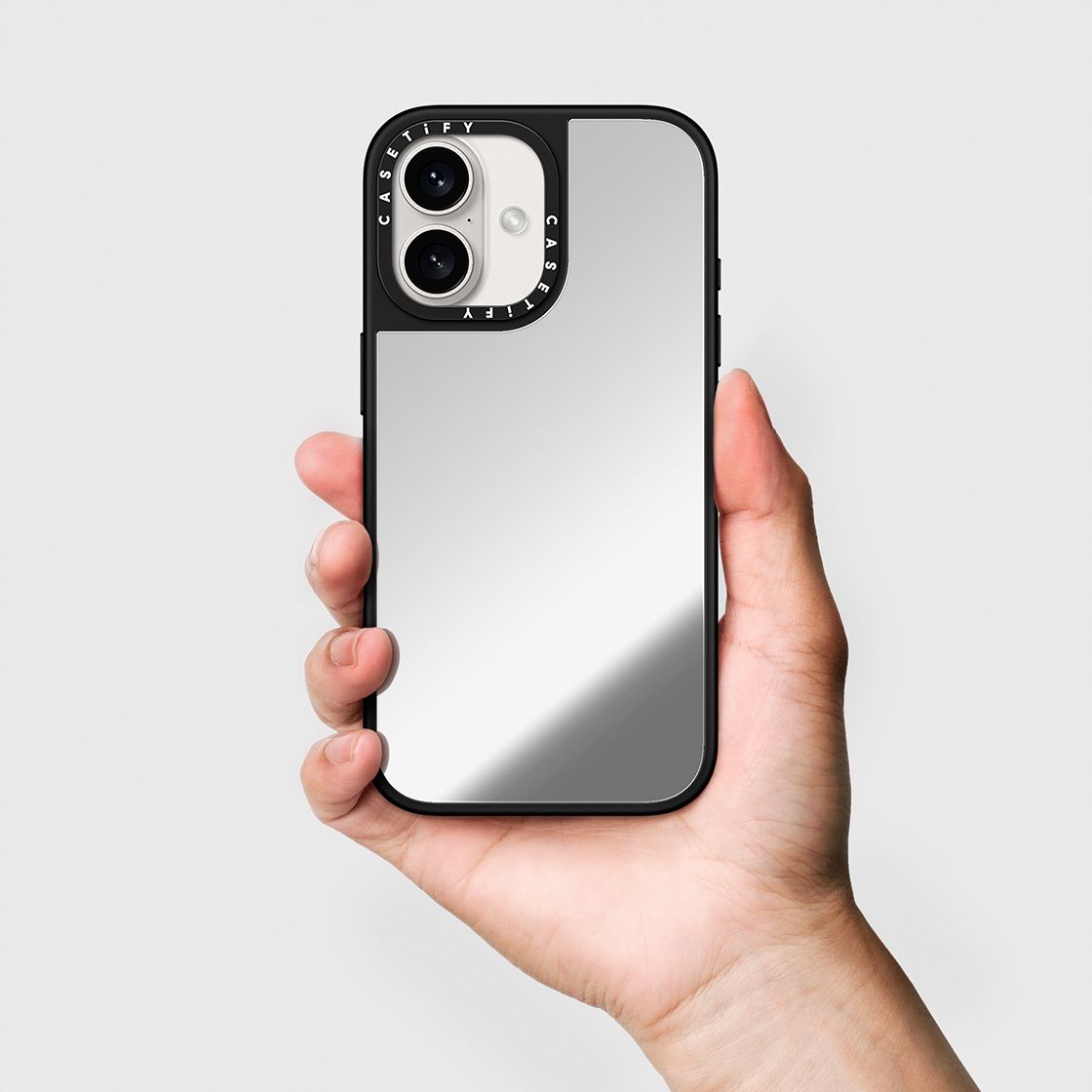 Case Casetify Mirror marco Negro iPhone 16 Plus Gris