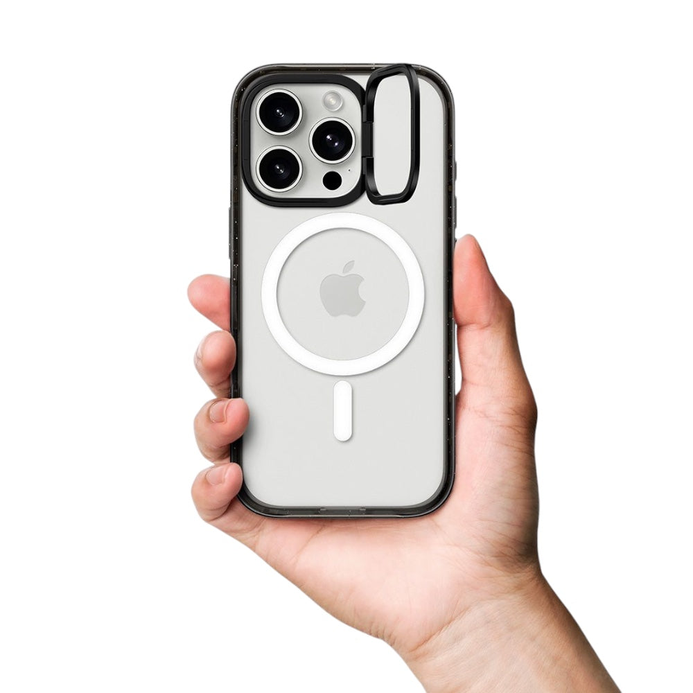Casetify ring stand con magsafe marco negro iphone 14 pro max color transparente