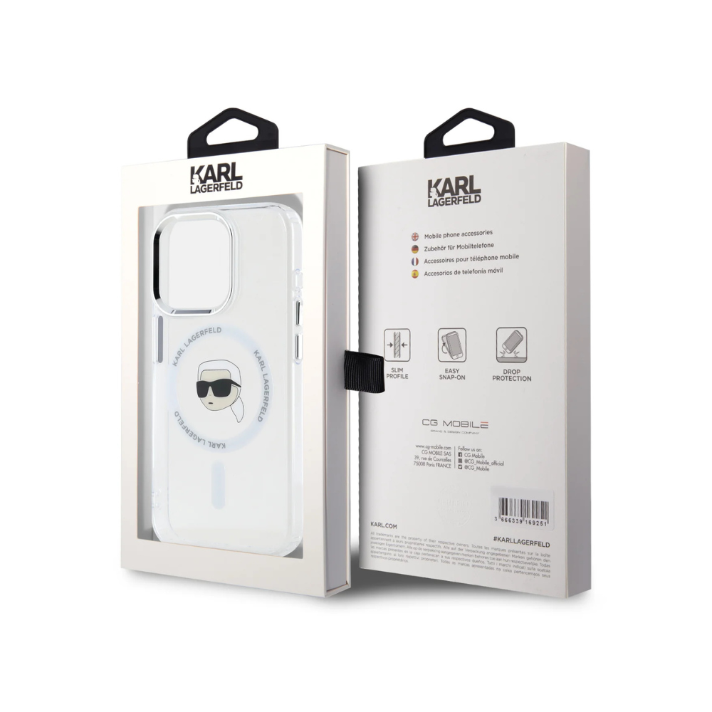 Karl Lagerfeld hc magsafe iml metal k. head white  iphone 16 pro