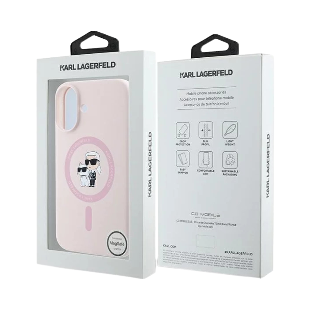 Estuche Karl Lagerfeld Hc MagSafe Silicone Kc Heads Ring Pink - 0759000024