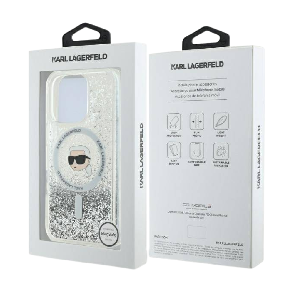 Karl Lagerfeld hc magsafe liq. glitter k. head transparent  iphone 16 pro max