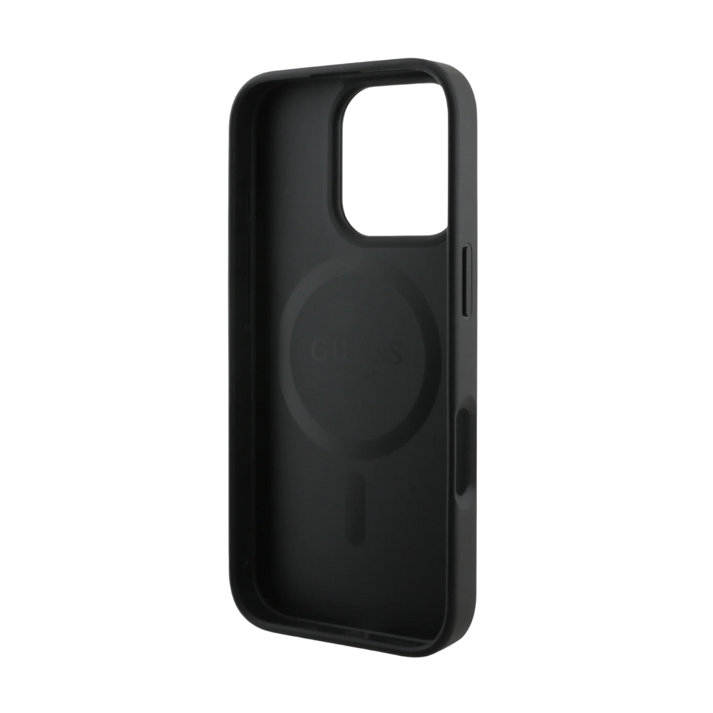 Guess hc magsafe pu 4g ring classic logo black iphone 16 pro