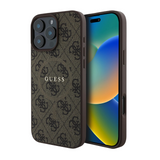 Guess hc magsafe pu 4g ring classic logo brown iphone 16 pro