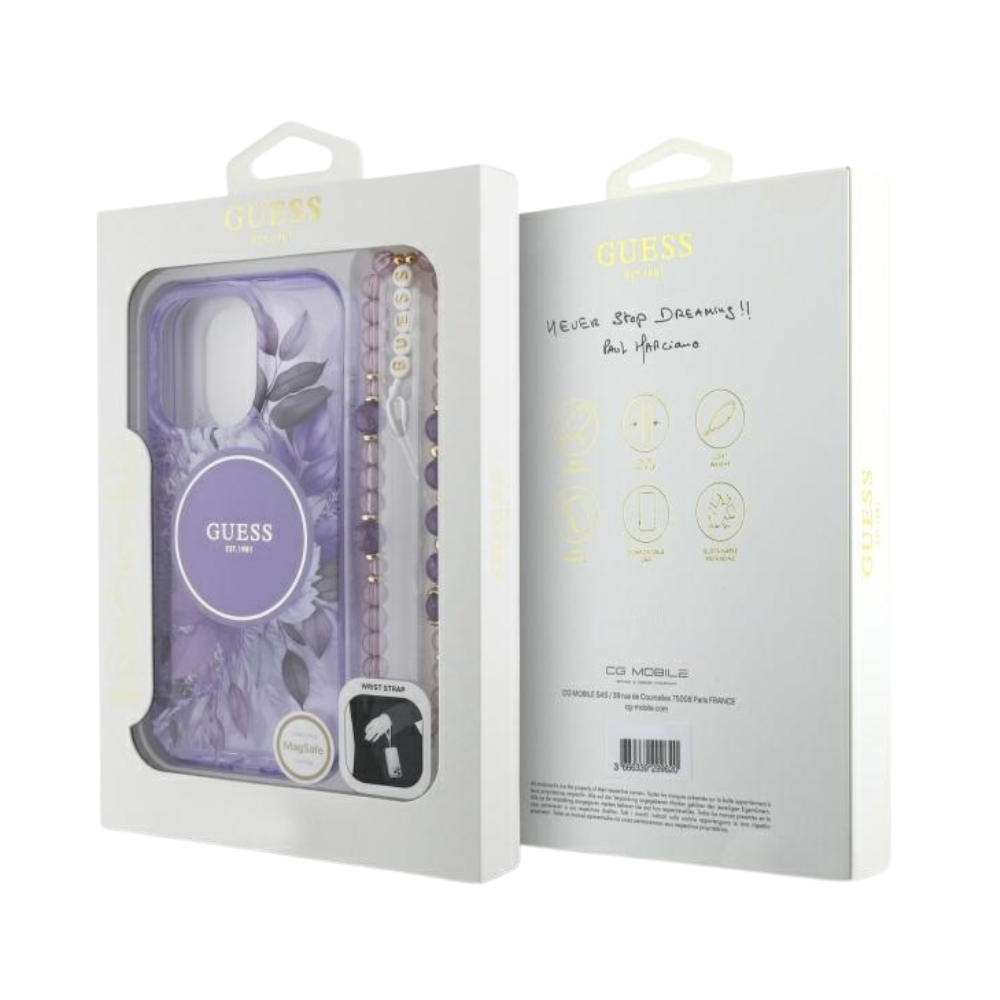 Estuche GUESS Hc MagSafe Iml Flowers Purple - 0760000005