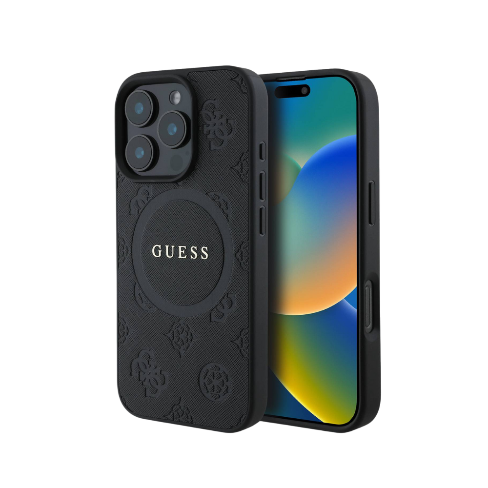 Estuche GUESS Hc MagSafe Saffiano Peony Black para iPhone 16 Pro - 0760000015