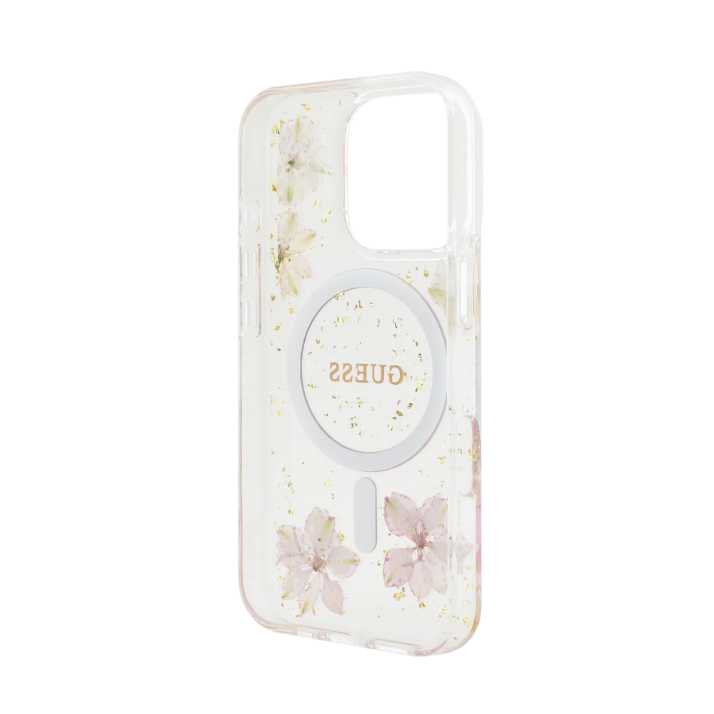 Estuche GUESS Hc MagSafe Resin Flowers Pink para iPhone 16 Pro - 0760000016