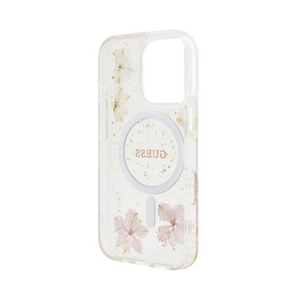 Estuche GUESS Hc MagSafe Resin Flowers Pink para iPhone 16 Pro - 0760000016