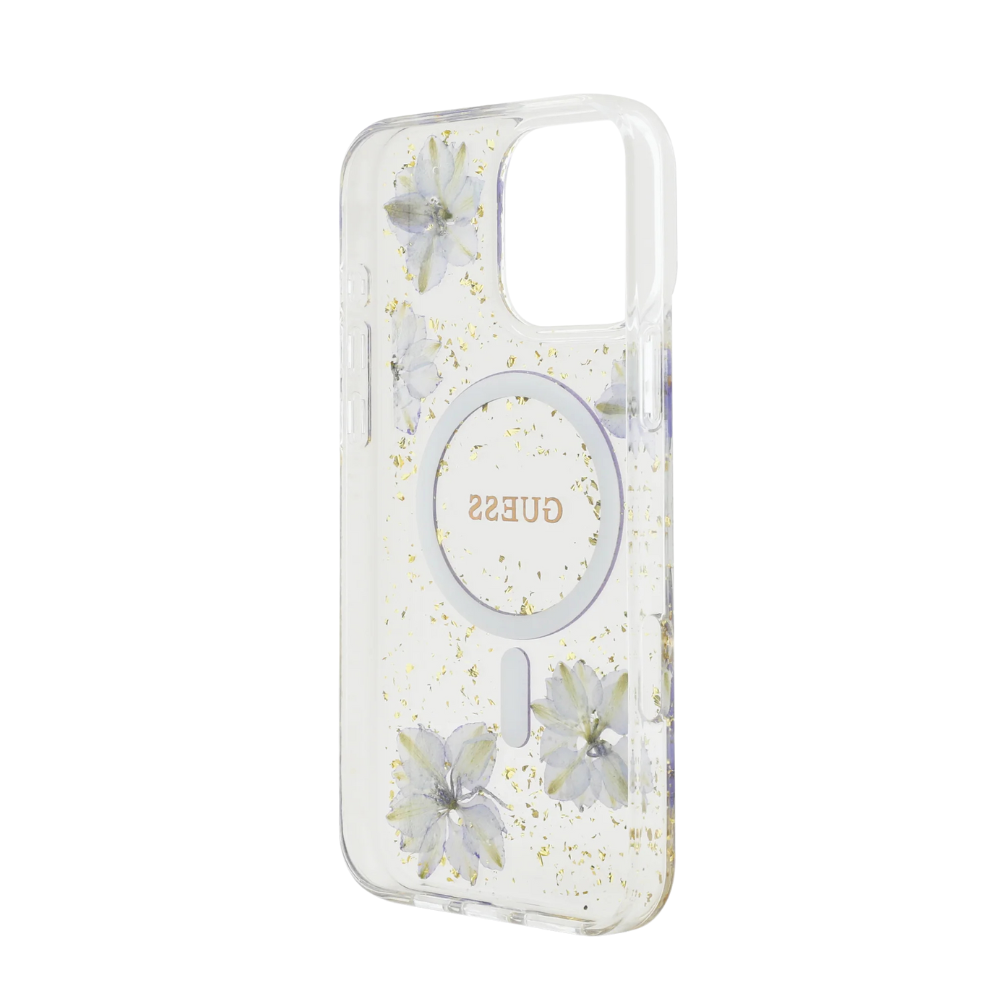 Estuche GUESS Hc MagSafe Flores Púrpuras para iPhone 16 Pro - 0760000017