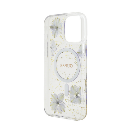 Estuche GUESS Hc MagSafe Flores Púrpuras para iPhone 16 Pro - 0760000017