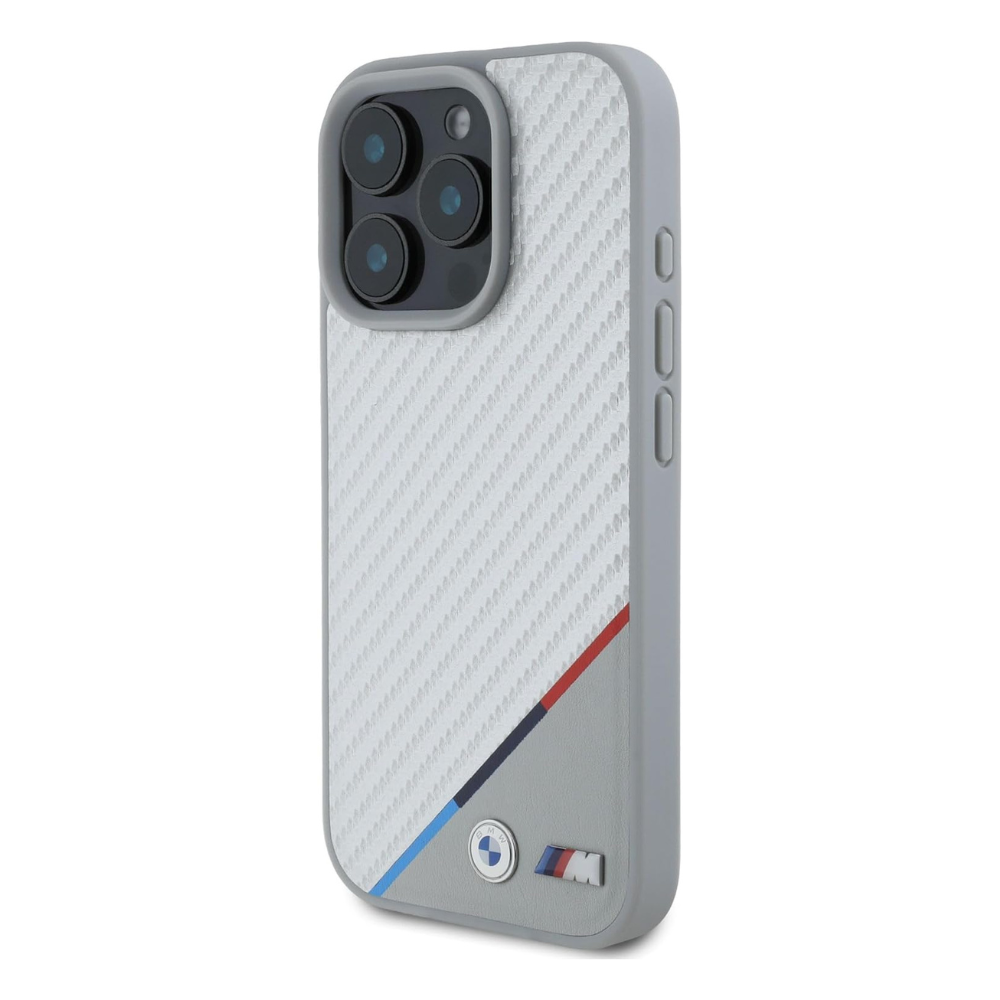 Estuche BMW Hc M MagSafe Carbon Tricolor Grey para iPhone 16 Pro - 0763000005