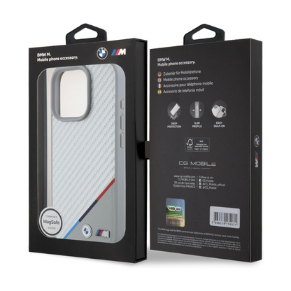 Estuche BMW Hc M MagSafe Carbon Tricolor Grey para iPhone 16 Pro - 0763000005