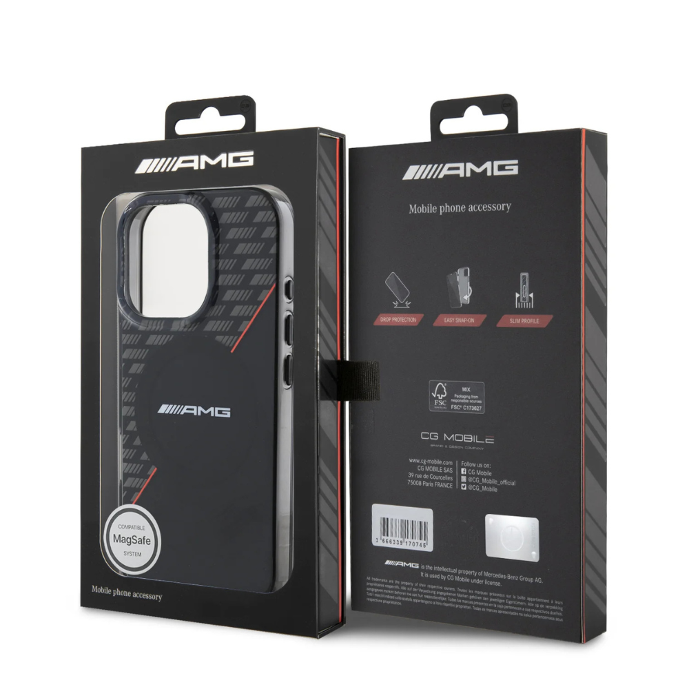 Estuche Amg MagSafe Doble Capa Negro y Rojo para iPhone 16 Pro Max - 0770000005