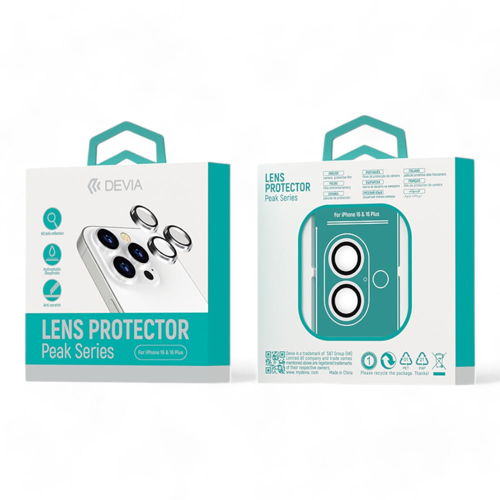 Protector pantalla devia vidrio templado camara iphone 16 peak series crystal lens protector 2pcs compatible 16 plus color transparente