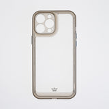 Estuche transparente el rey transparente + marco de apple iphone 13 pro max color gris