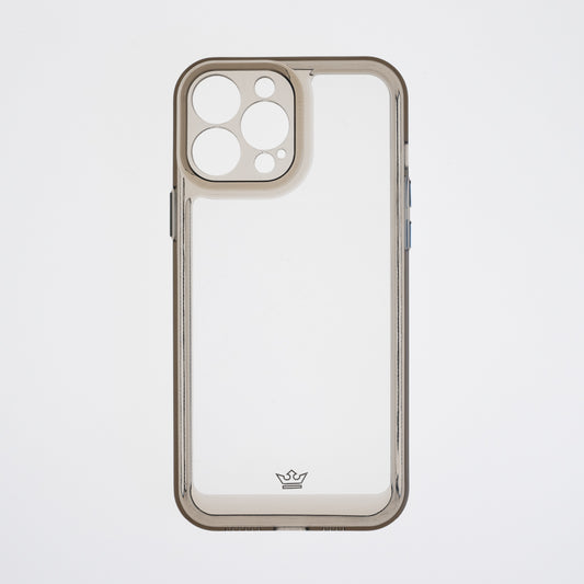 Estuche transparente el rey transparente + marco de apple iphone 13 pro max color gris