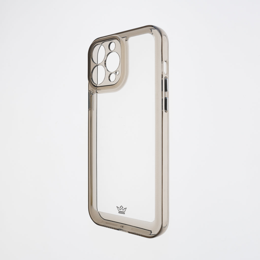 Estuche transparente el rey transparente + marco de apple iphone 13 pro max color gris