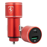 Cargador ferrari carro car charger [official licensed] by cg mobile | usb type-c car charger 36w, printed shield logo qc 3.0 color rojo