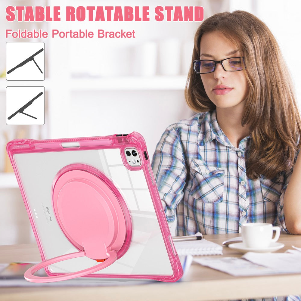 Estuche transparent b series modelo ipad pro 13 2024 color fucsia con strap