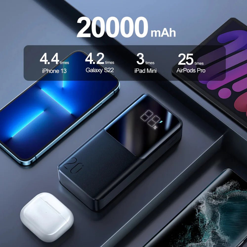 Joyroom 20,000 mAh 30w dos puertos usb y 1 tipo c con linterna