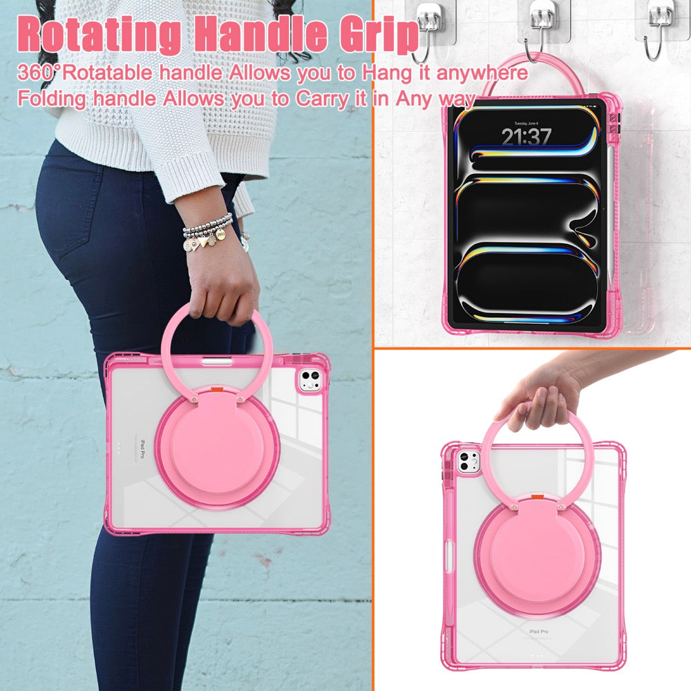 Estuche transparent b series modelo ipad pro 13 2024 color fucsia con strap