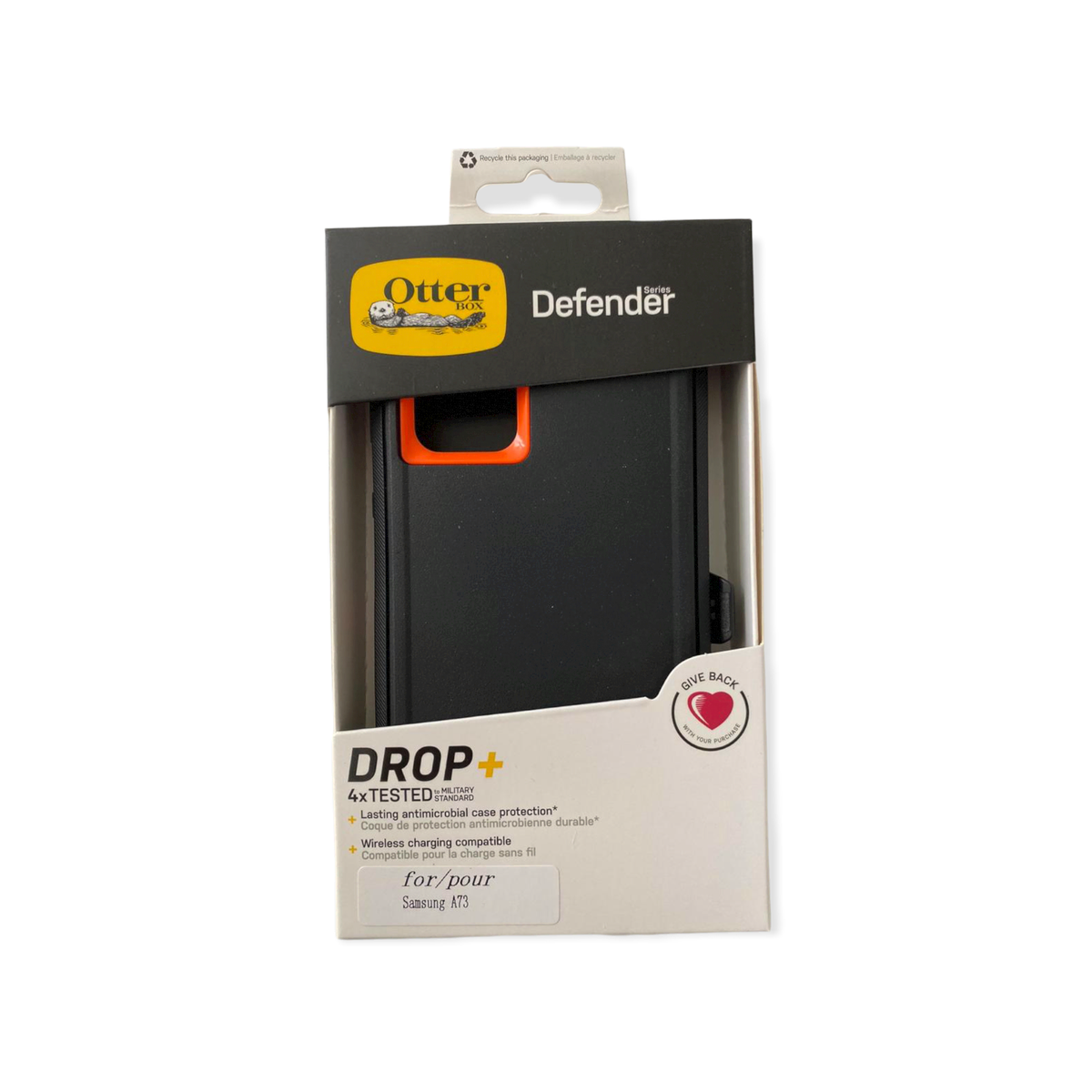 estuche proteccion otterbox defender samsung a73 color negro / naranja