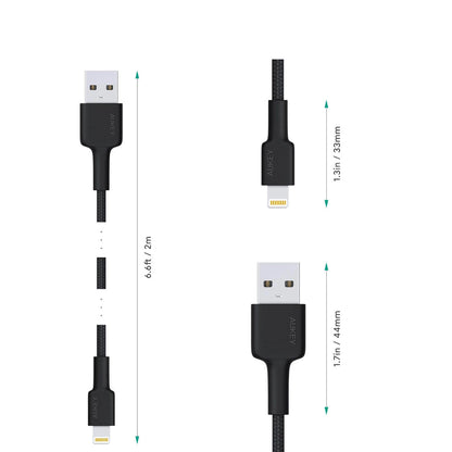 Cable Aukey Adaptador 2mts USB a Lightning - Negro - AUK02