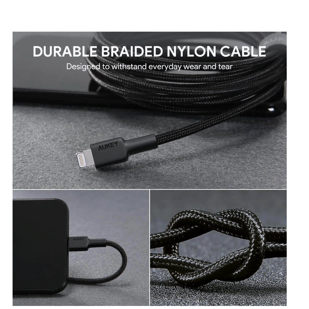 Cable Aukey Adaptador 2mts USB a Lightning - Negro - AUK02