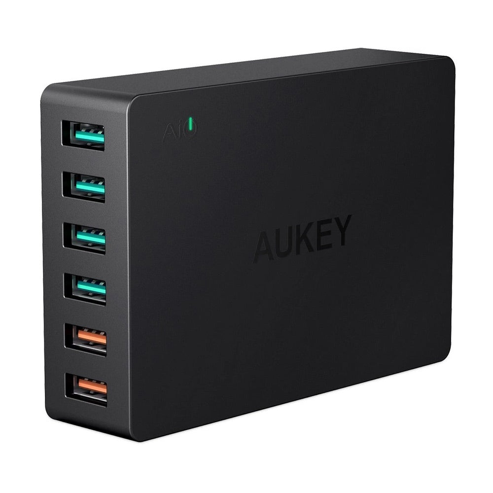 Cargador Aukey Estacion 6 Puertode 60W Con Chip Intelite Qc 3.0 Usb Charging Station