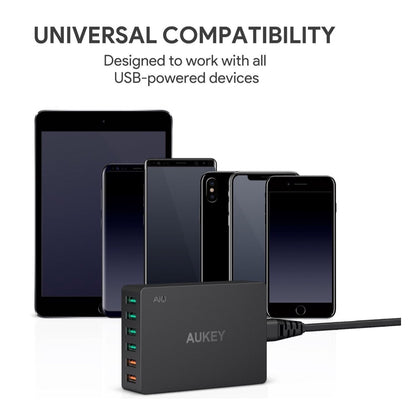 Cargador Aukey Estación 6 Puertos 60W - Carga Rápida - AUK09
