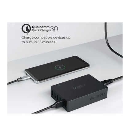 Cargador Aukey Estación 6 Puertos 60W - Carga Rápida - AUK09