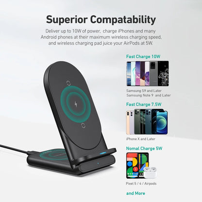 Cargador Inalámbrico Aukey 2 In 1 - Color Negro - AUK21