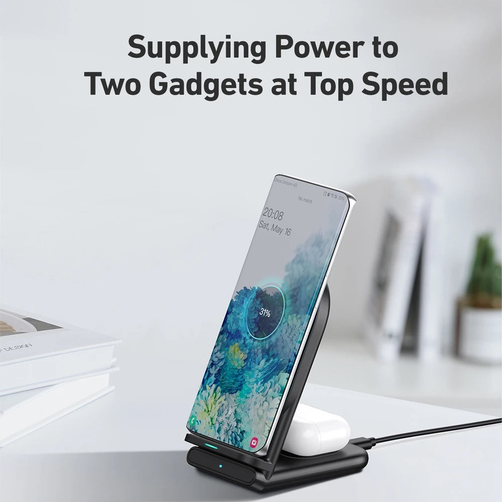 Cargador Inalámbrico Aukey 2 In 1 - Color Negro - AUK21