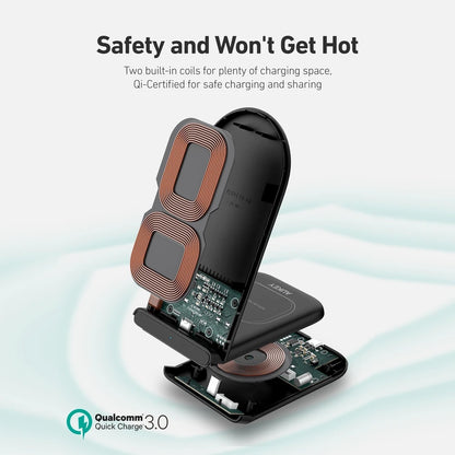 Cargador Inalámbrico Aukey 2 In 1 - Color Negro - AUK21