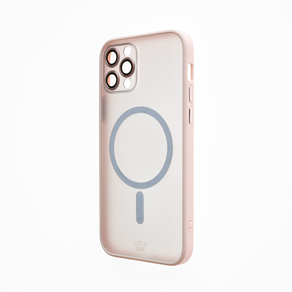 Estuche vidrio templado el rey magsafe con marco de vidrio templado de camara trasera apple iphone 13 pro color rosado