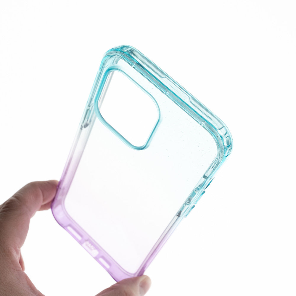 Estuche clasico el rey marco degrade brillo apple iphone 14 pro color turquesa / morado