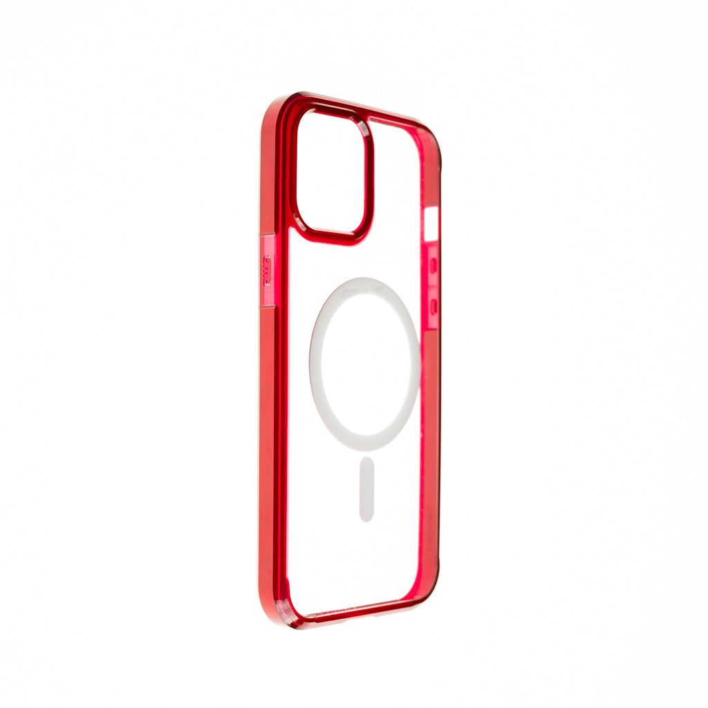 estuche clasico spigen magsafe apple iphone 12 ,  iphone 12 pro color rojo / transparente