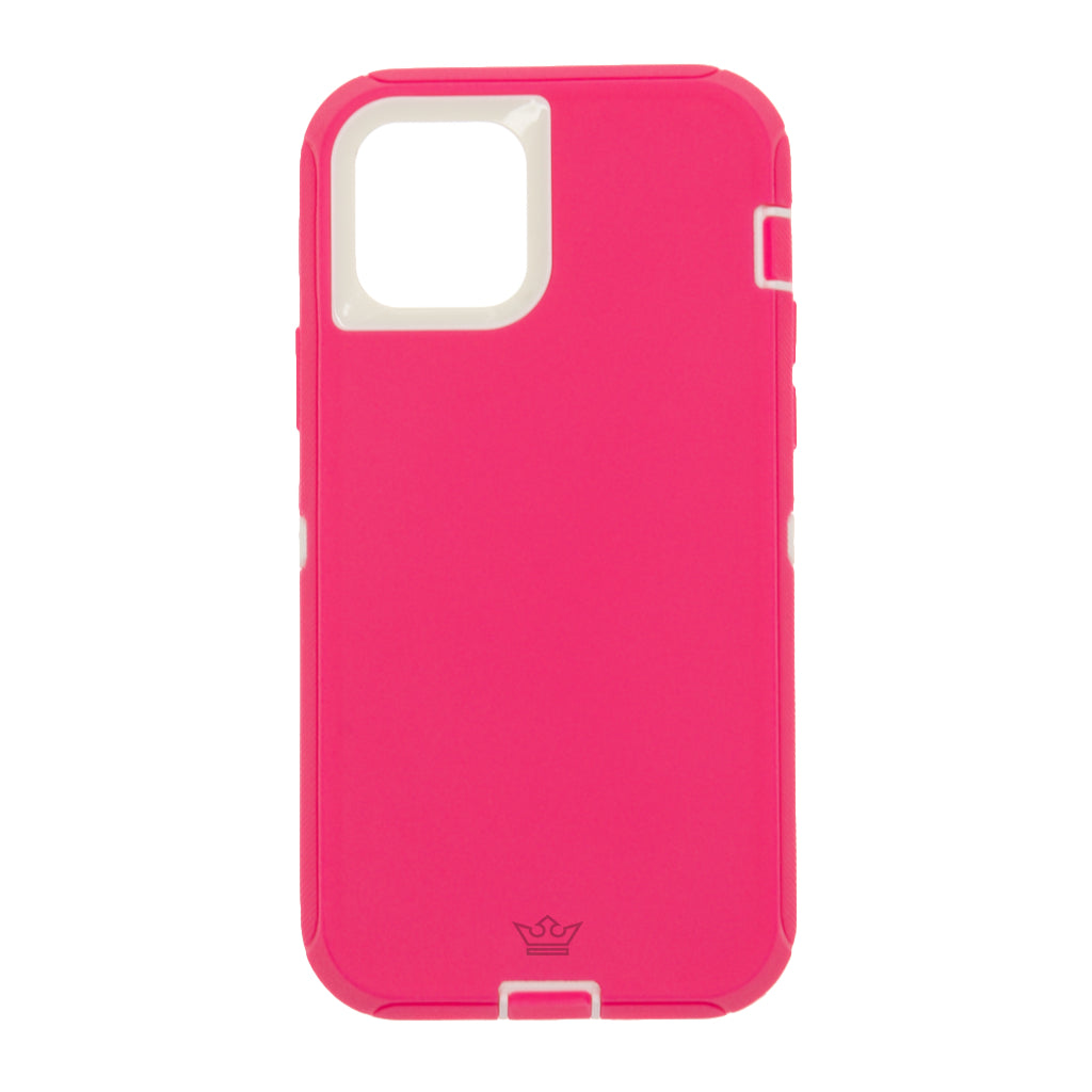 Estuche proteccion el rey defender con clip apple iphone 12 pro max color rosado / blanco