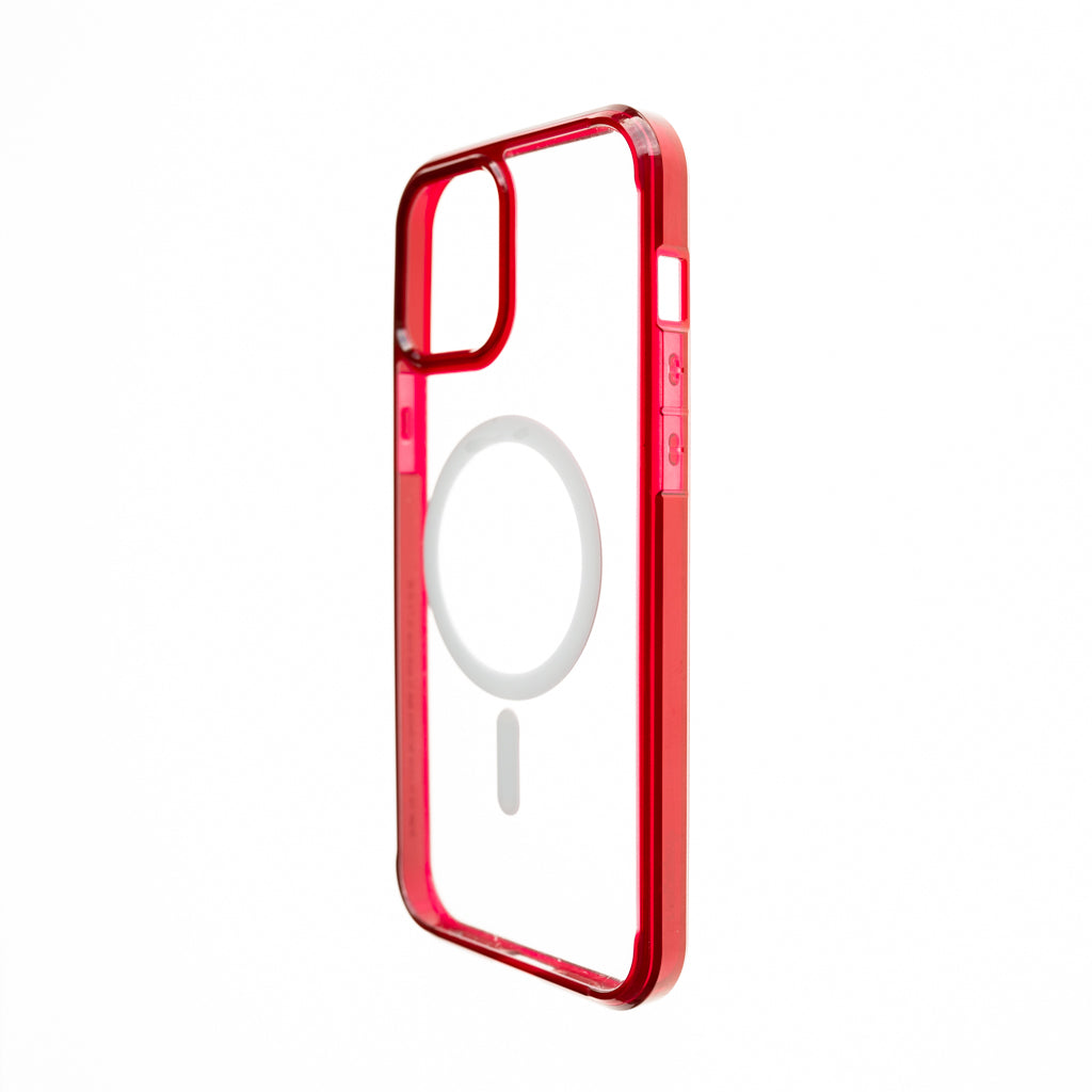 estuches clasico spigen magsafe marco apple iphone 12 pro max color rojo / transparente