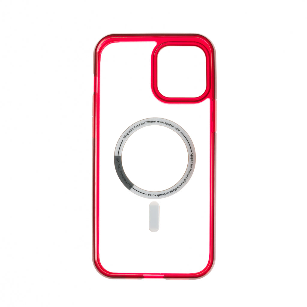 estuches clasico spigen magsafe marco apple iphone 12 pro max color rojo / transparente