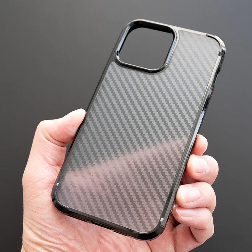 Estuche Spigen Fibra Carbon iPhone 12 Pro Max - Negro - IPH12PMSFC01
