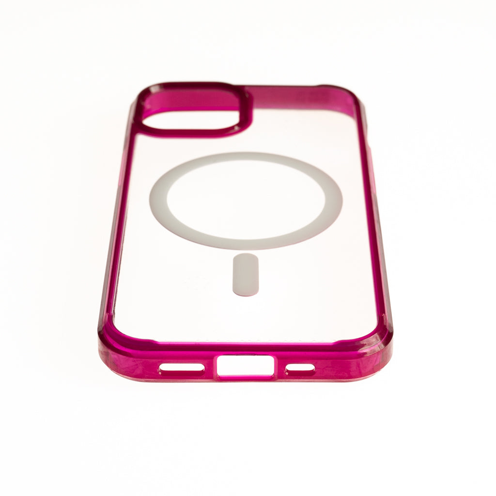 estuches clasico spigen magsafe marco apple iphone 13 color rosado / transparente