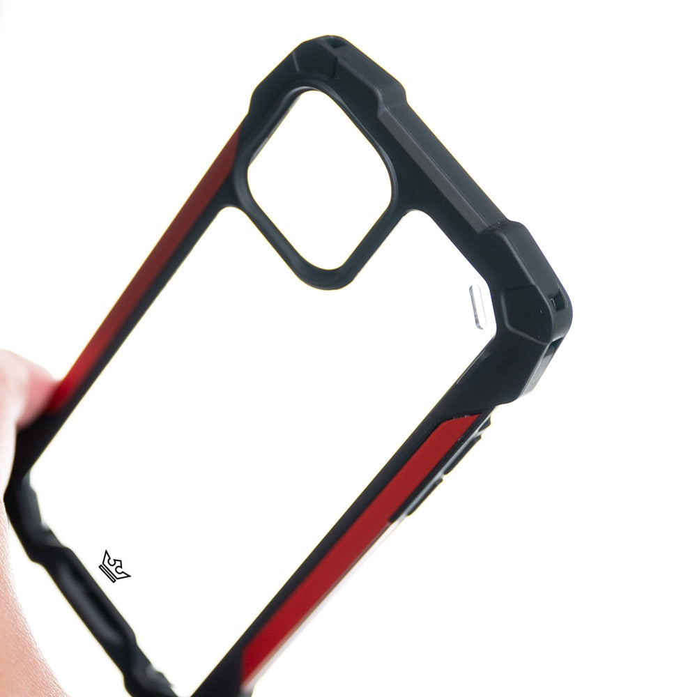 Estuche clasico el rey impact 10 metros de proteccion apple iphone 13 pro max color negro / rojo