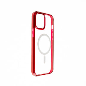 estuches clasico spigen magsafe marco apple iphone 13 pro max color rojo / transparente