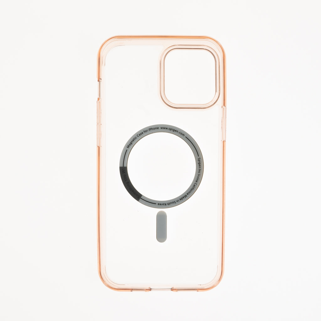Estuche clasico spigen transparente marco apple iphone 13 pro max color rosado / transparente