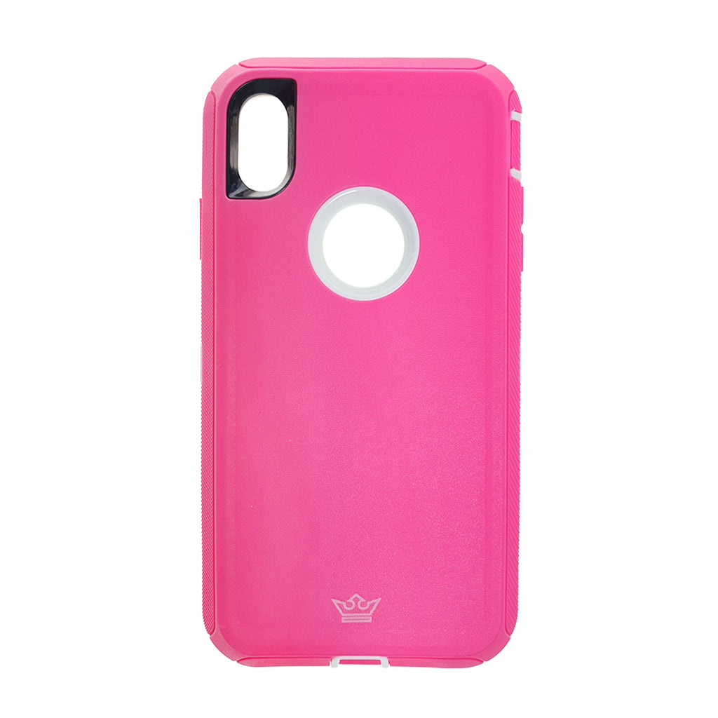 Estuche proteccion el rey defender apple iphone xs max color rosado / blanco