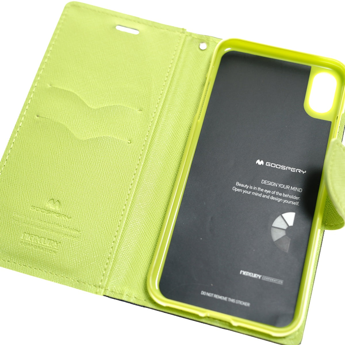Estuche Goospery Fancy Diary para iPhone XS Max - Azul Marino/Verde - IPHXSMFD004