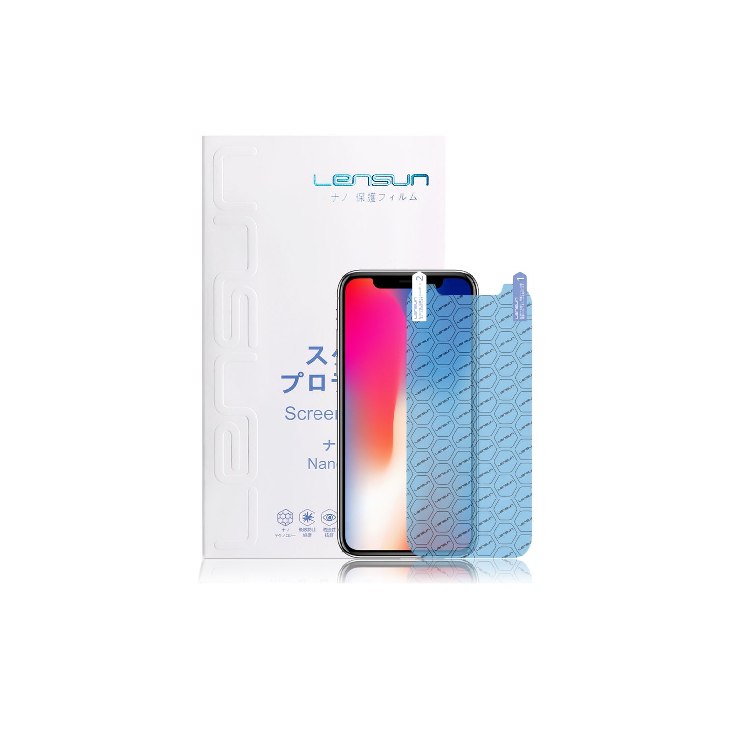 Protector pantalla lensun nanotech film nano flexible self restore personalizado glossy sin pad 12x50