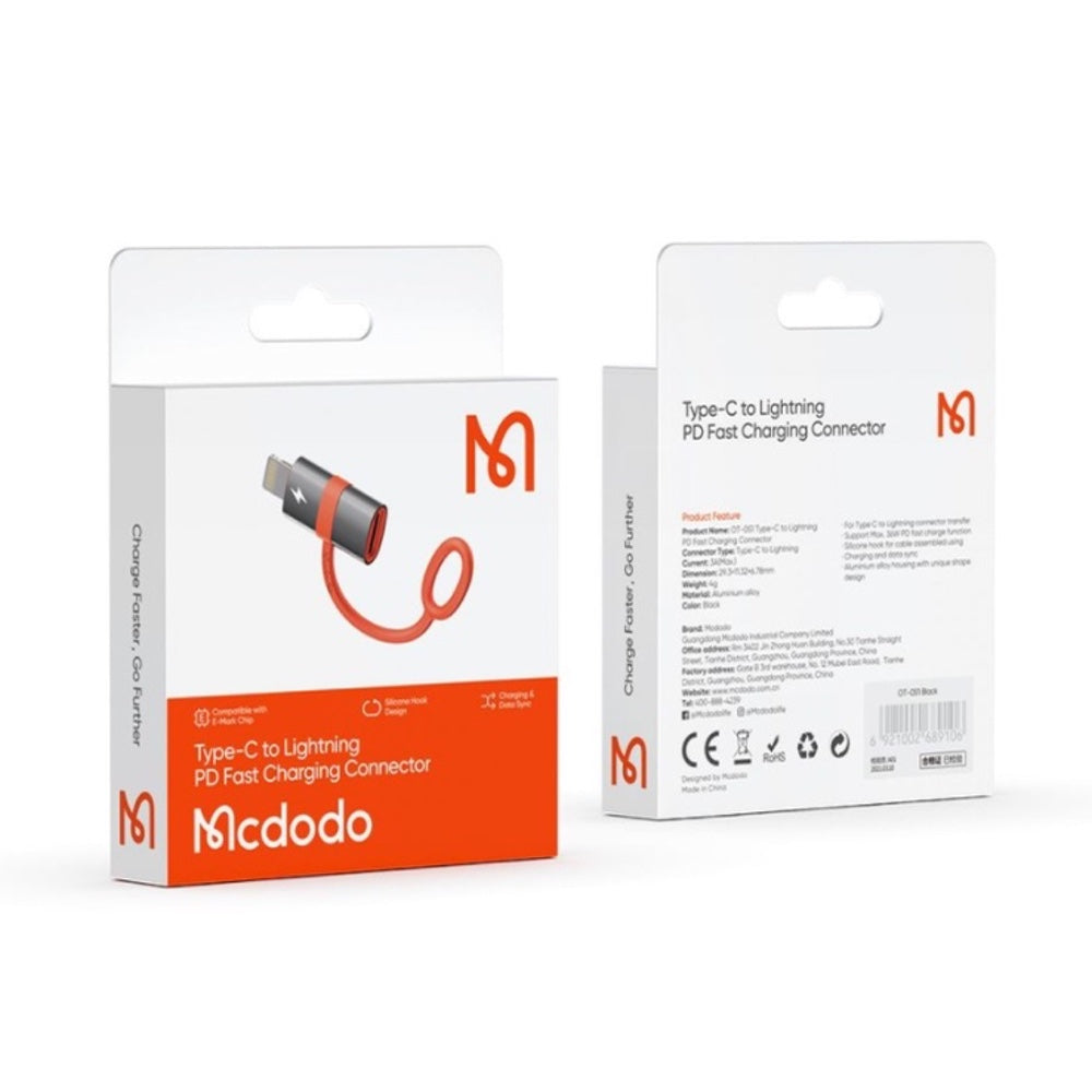 Cable mcdodo ot-0510 adaptador otg tipo c a lightning 3a y 36w max