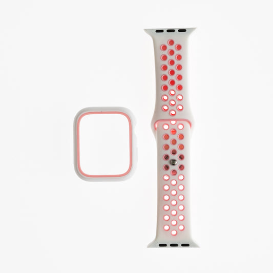 Pulsera Nike con bumper para Apple Watch 38mm - Blanco/Rosado - PLBM08