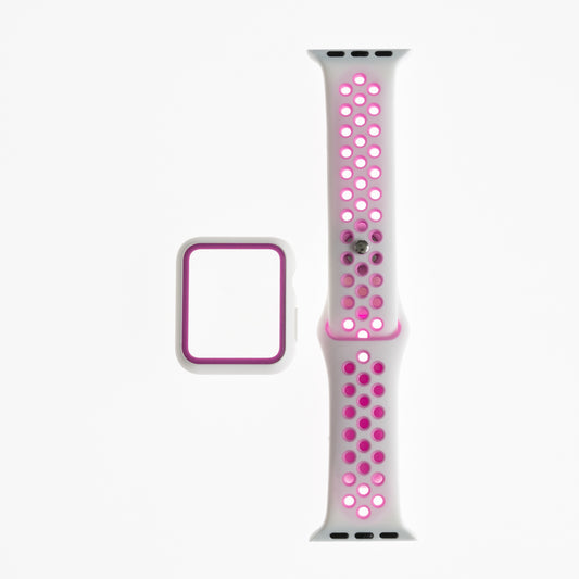 Pulsera Nike con Bumper para Apple Watch 38mm - Blanco/Fucsia - PLBM09